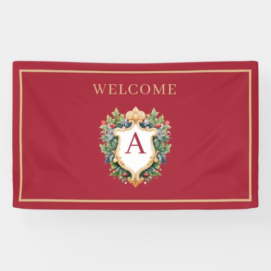 Eleganter Weihnachts-Monogramm-Brief Banner (Horizontal)