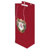 Eleganter Weihnachts-Monogramm-Brief Geschenktüte Für Weinflaschen (Rückseite Schrägansicht)