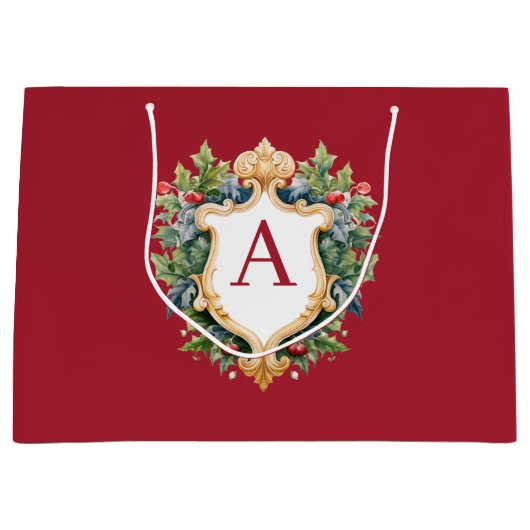 Eleganter Weihnachts-Monogramm-Brief Große Geschenktüte (Vorderseite)