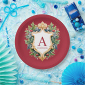 Eleganter Weihnachts-Monogramm-Brief Pappteller (Party)