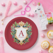 Eleganter Weihnachts-Monogramm-Brief Pappteller (Party)