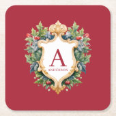 Eleganter Weihnachts-Monogramm-Brief Rechteckiger Pappuntersetzer (Vorderseite)