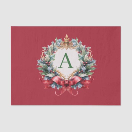 Eleganter Weihnachts-Monogramm-Brief Seidenpapier (Vorderseite)