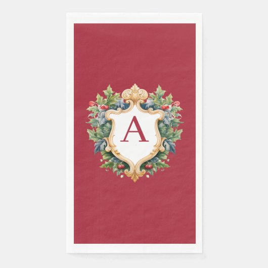 Eleganter Weihnachts-Monogramm-Brief Serviette (Vorderseite)