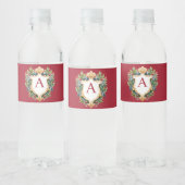 Eleganter Weihnachts-Monogramm-Brief Wasserflaschenetikett (Flaschen)