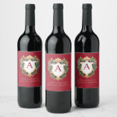 Eleganter Weihnachts-Monogramm-Brief Weinetikett (Flaschen)