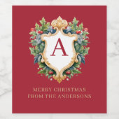 Eleganter Weihnachts-Monogramm-Brief Weinetikett (Einzelnes Label)