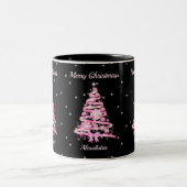 Eleganter Weihnachts-Rosa Tree Individuelle Name B Zweifarbige Tasse (Mittel)