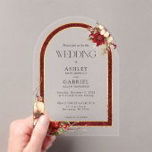 Eleganter Weihnachts-Rote Damask Blumenstrauß Acryleinladungen (Insitu (Handheld))