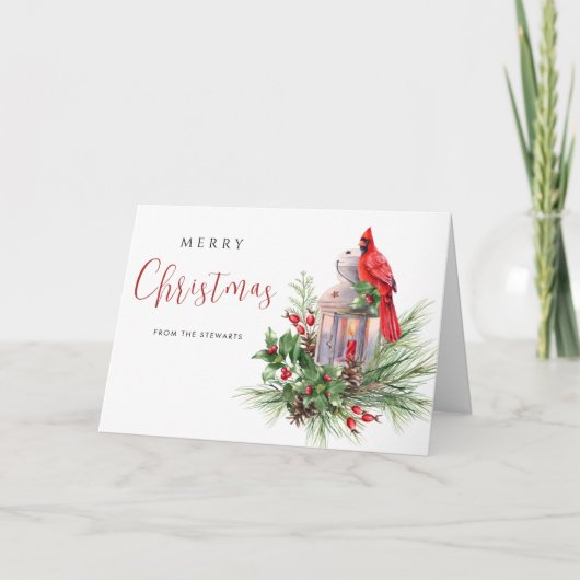 Eleganter Weihnachts Roter Kardinal Moderner Urlau Karte (Vorderseite)