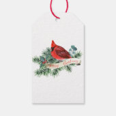 Eleganter Weihnachts Roter Kardinal Pine Botanical Geschenkanhänger (Rückseite)