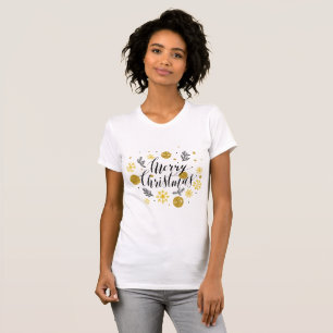 Eleganter Weihnachts-T - Shirt mit Gold-Glitzer