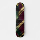 Eleganter Weihnachts-Tartan in Gold und Burgund Skateboard (Vorne)