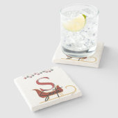 Eleganter Weihnachts-Untersetzer Steinuntersetzer (Seitenansicht)