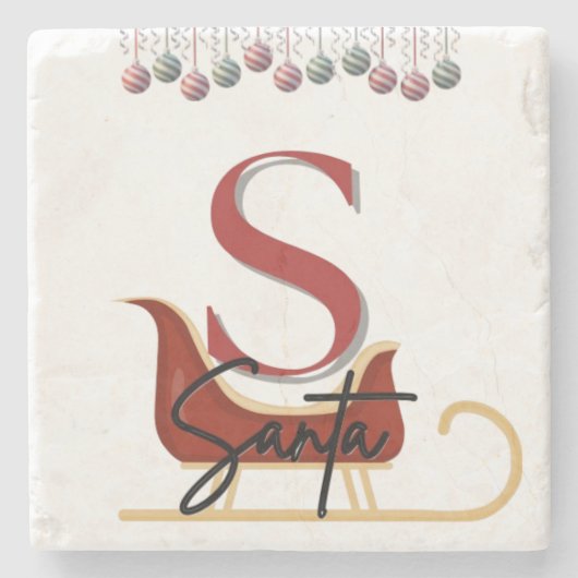 Eleganter Weihnachts-Untersetzer Steinuntersetzer (Vorderseite)