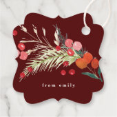 Eleganter Weihnachts-Urlaub in Florals Geschenkanhänger (Rückseite)