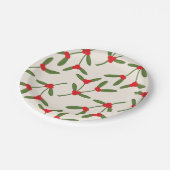 Eleganter Weihnachts Winter Berries Urlaub Pappteller (Schrägansicht)