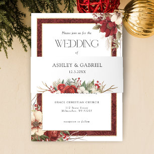 Eleganter Weihnachts Winter Floral Einladungsbanderole