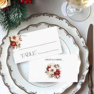 Eleganter Weihnachts Winter Floral Platzkarte