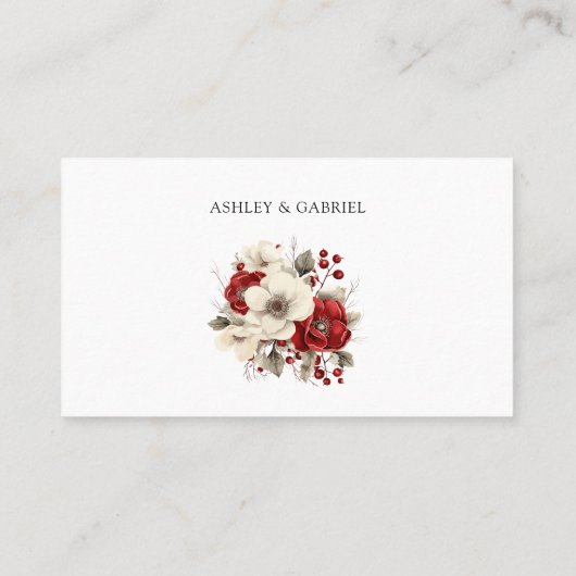 Eleganter Weihnachts Winter Floral Platzkarte (Rückseite)