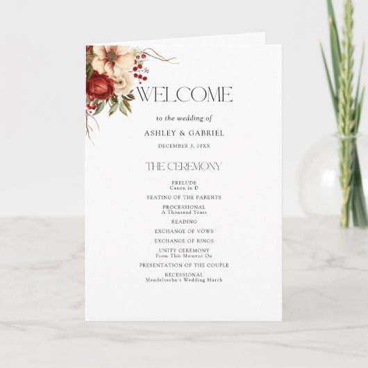 Eleganter Weihnachts Winter Floral Programm (Vorderseite)