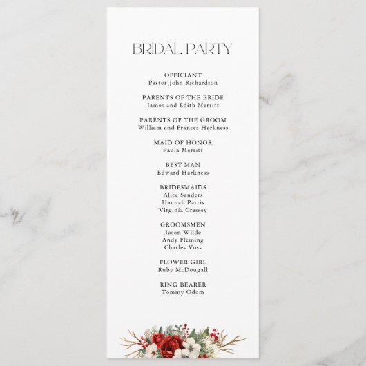 Eleganter Weihnachts Winter Floral Programm (Rückseite)