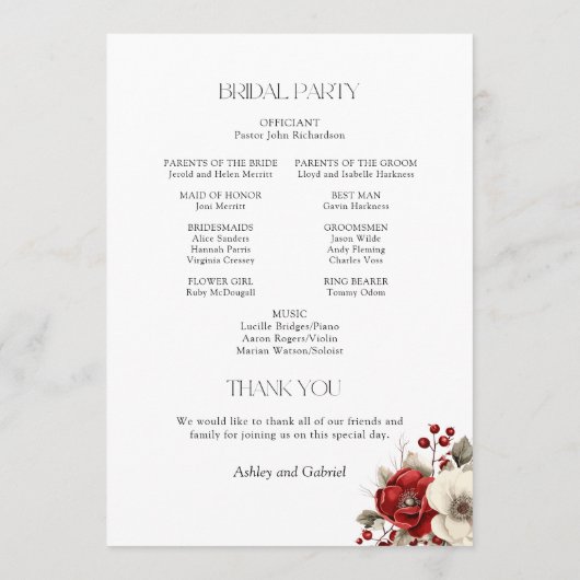 Eleganter Weihnachts Winter Floral Programm (Rückseite)