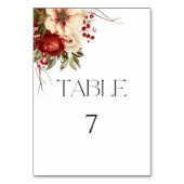 Eleganter Weihnachts Winter Floral Tischnummer (Rückseite)