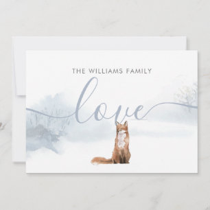 Eleganter Weihnachts-Winter-Wald-Fuchs-Familiennam Feiertagskarte