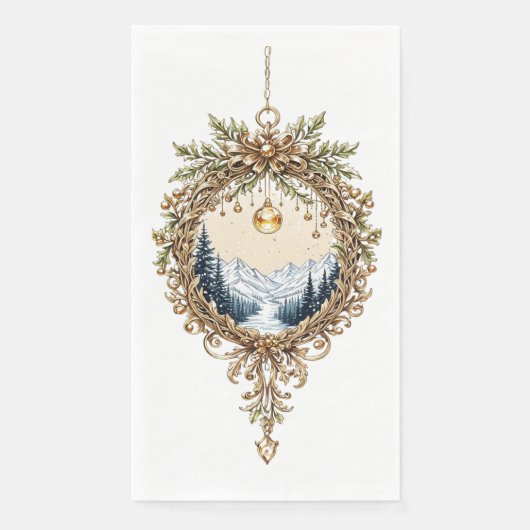 Eleganter Weihnachts-Winterberg-Ornamente Serviette (Vorderseite)