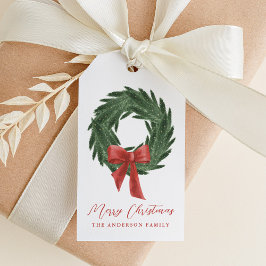 Eleganter Weihnachts-Wreath Red Bow Holiday Geschenkanhänger