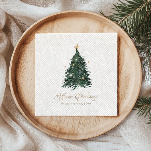 Eleganter Weihnachtsbaum aus Weißgold Serviette