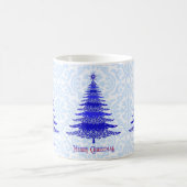 Eleganter Weihnachtsbaum Blaue Personalisierte Sch Kaffeetasse (Mittel)