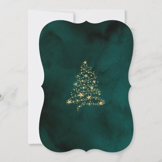 Eleganter Weihnachtsbaum, Bow, grünes Weihnachtsge Einladung (Rückseite)