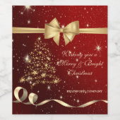 Eleganter Weihnachtsbaum, Bow, Red Company Party Weinetikett (Einzelnes Label)