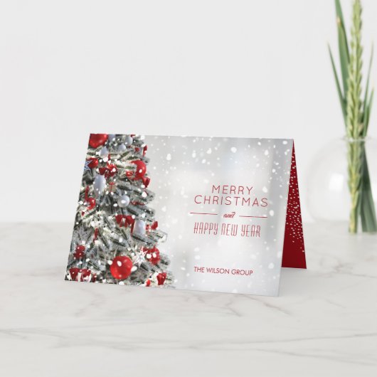 Eleganter Weihnachtsbaum Business Falted Holiday Karte (Vorderseite)
