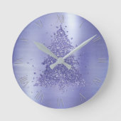 Eleganter Weihnachtsbaum | Charming Lavender Lila Runde Wanduhr (Vorderseite)