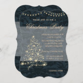 Eleganter Weihnachtsbaum, Damaske, Weihnachts-Part Einladung (Vorne/Hinten)
