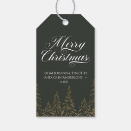 Eleganter Weihnachtsbaum Dunkelgrünes Gold Minimal Geschenkanhänger