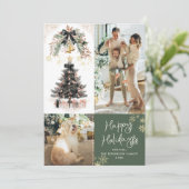 Eleganter Weihnachtsbaum Dunkler glücklicher Urlau Feiertagskarte (Stehend Vorderseite)