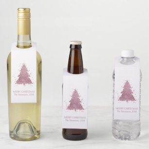 Eleganter Weihnachtsbaum Dusty Mauve Pink Custom Flaschenanhänger