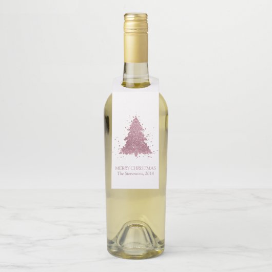 Eleganter Weihnachtsbaum | Dusty Mauve Pink Custom Flaschenanhänger (Auf Flasche)