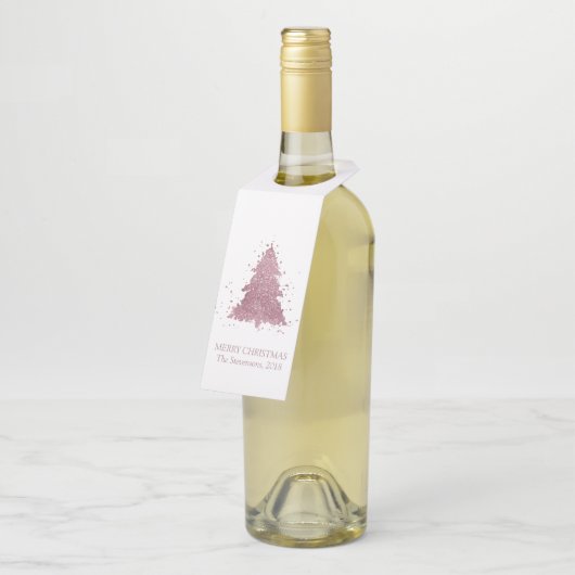 Eleganter Weihnachtsbaum | Dusty Mauve Pink Custom Flaschenanhänger (Angewinkelt)