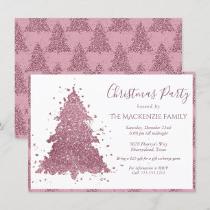 Eleganter Weihnachtsbaum Dusty Mauve Pink Party Feiertagskarte
