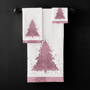 Eleganter Weihnachtsbaum   Dusty Mauve Pink Spritz Badhandtuch Set