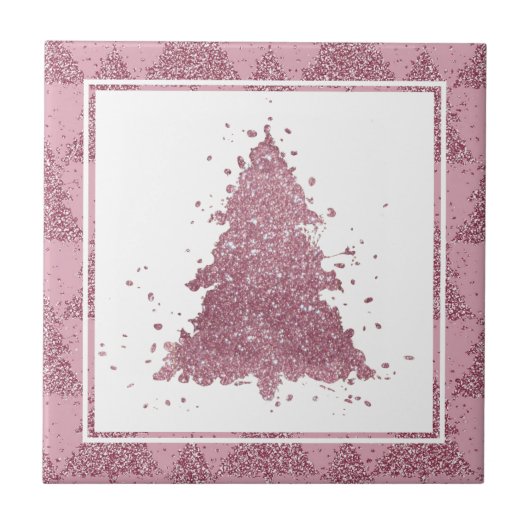 Eleganter Weihnachtsbaum | Dusty Mauve Pink Spritz Fliese (Vorderseite)