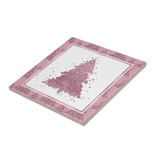Eleganter Weihnachtsbaum | Dusty Mauve Pink Spritz Fliese (Seite)