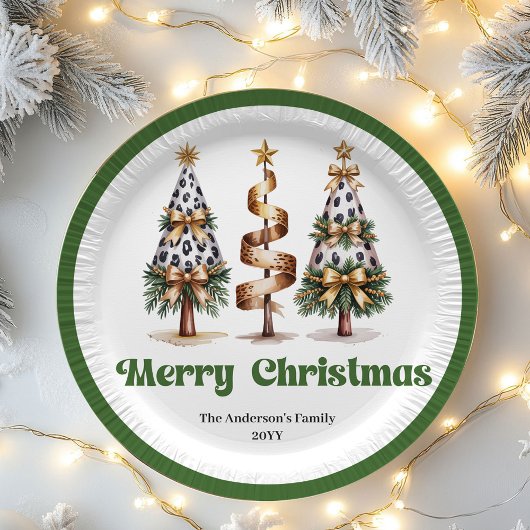 Eleganter Weihnachtsbaum Editierbare benutzerdefin Pappteller