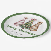 Eleganter Weihnachtsbaum Editierbarer Name Papptel Pappteller (Schrägansicht)