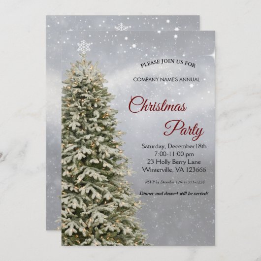 Eleganter Weihnachtsbaum Einladung (Vorne/Hinten)